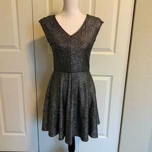 Bar III black and metallic silver fit and flare party dress size medium
